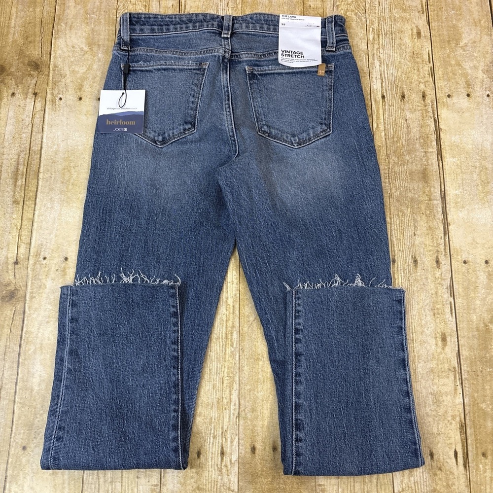 Joes Jeans Women Lara Mid Rise Cigarette Ankle Raw Hem Size 25 (26X27) NWT